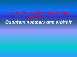 Part 3: Quantum numbers and orbitals