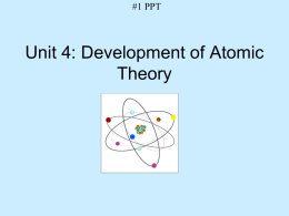 Chem A Week 4 History of Atomic Theory