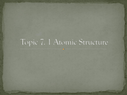 Topic 7. 1 Atomic Structure