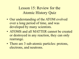 Lesson 15: Review for the Atomic History Quiz
