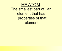 Atomic Theory Part One