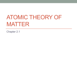 Atomic Theory of Matter