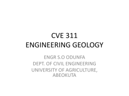 cve 311 engineering geology - University of Agriculture Abeokuta