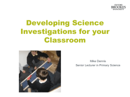 Developing Science Investigations for your Classroom