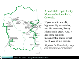 Geosc. 10: Unit 4 – Rocky Mountain National Park