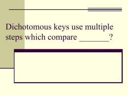 Dichotomous keys use multiple steps which compare ______?