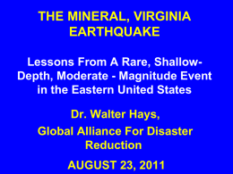 THE MINERAL, VIRGINIA EARTHQUAKE