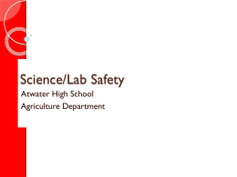Safety Unit - Mrs. Borba Agriculture Science