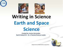 Writing in Science Nature of Science