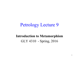 Petrology Lecture 9