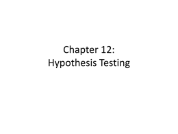 Hypothesis testing - Lyndhurst Schools