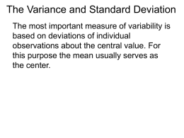 The Variance and Standard Deviation