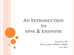 SPSS and Endnote Lab