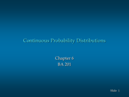 CHAPTER 6 CONTINUOUS PROBABILITY DISTRIBUTIONS