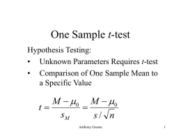 09 One Sample t-test