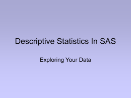 Descriptive Statistics In SAS