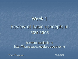 Week 1 Review of basic concepts in Statistics