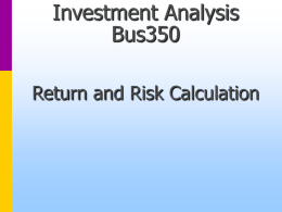 Investment Analysis Eco/Bus350