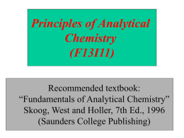 Principles of Analytical Chemistry (F13I11)