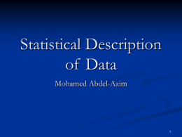 Statistical Description of Data