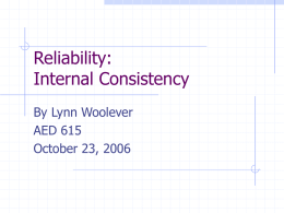 Reliability: Internal Consistency