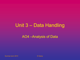 Unit 3 – Data Handling