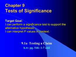9.1a Tests of Significance