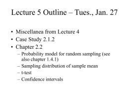 Lecture 5 Outline - Wharton Statistics Department