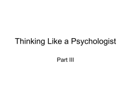 Thinking Like a Psychologist