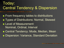 Central Tendency & dispersion
