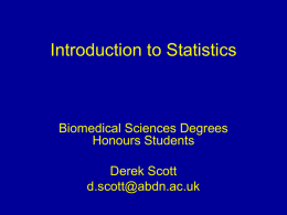 Introduction to Statistics - Homepages | The University of Aberdeen