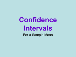 Confidence Intervals for a Sample Mean