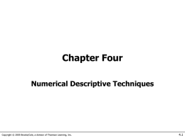 Chapter 4 - Numerical Descriptive Techniques