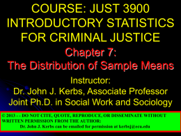 Chapter 7: The Distribution of Sample Means