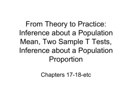 Inference about a Population Mean, Two Sample T Tests, Inference