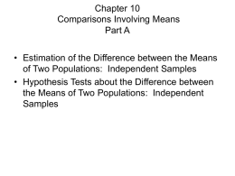 Chapter 10 Comparisons Involving Means Part A