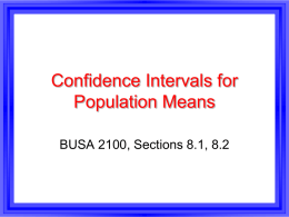 13. Confidence Intervals
