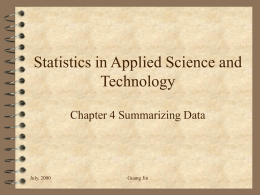 Statistics in Applied Science and Technology