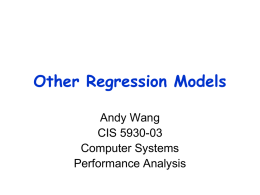 Other Regression Models Experimental Methodology for Software