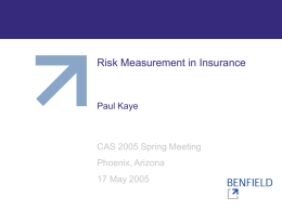Risk Measurement in Insurance