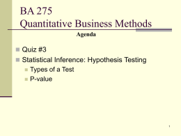 Slides 2-5 Hypothesis Testing
