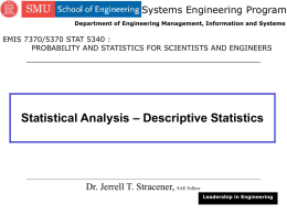 Statistical Analysis - Descriptive Statistics