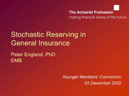 Stochastic Claims Reserving in General Insurance