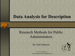 Descriptive Data Analysis - Gail Johnson`s Research Demystified