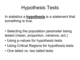 Lecture 15 More on hypothesis testing