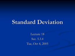Lecture 18 - Standard Deviation