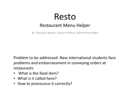 Resto – Restaurant Menu Helper