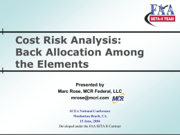Cost Risk Analysis `Back Allocation.`