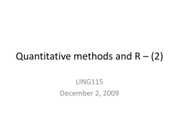 Quantitative methods and R – (2)