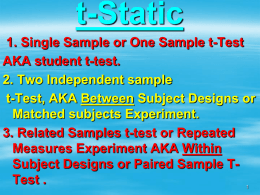 Repeated Measure Experiment, or Related/Paired Sample t
